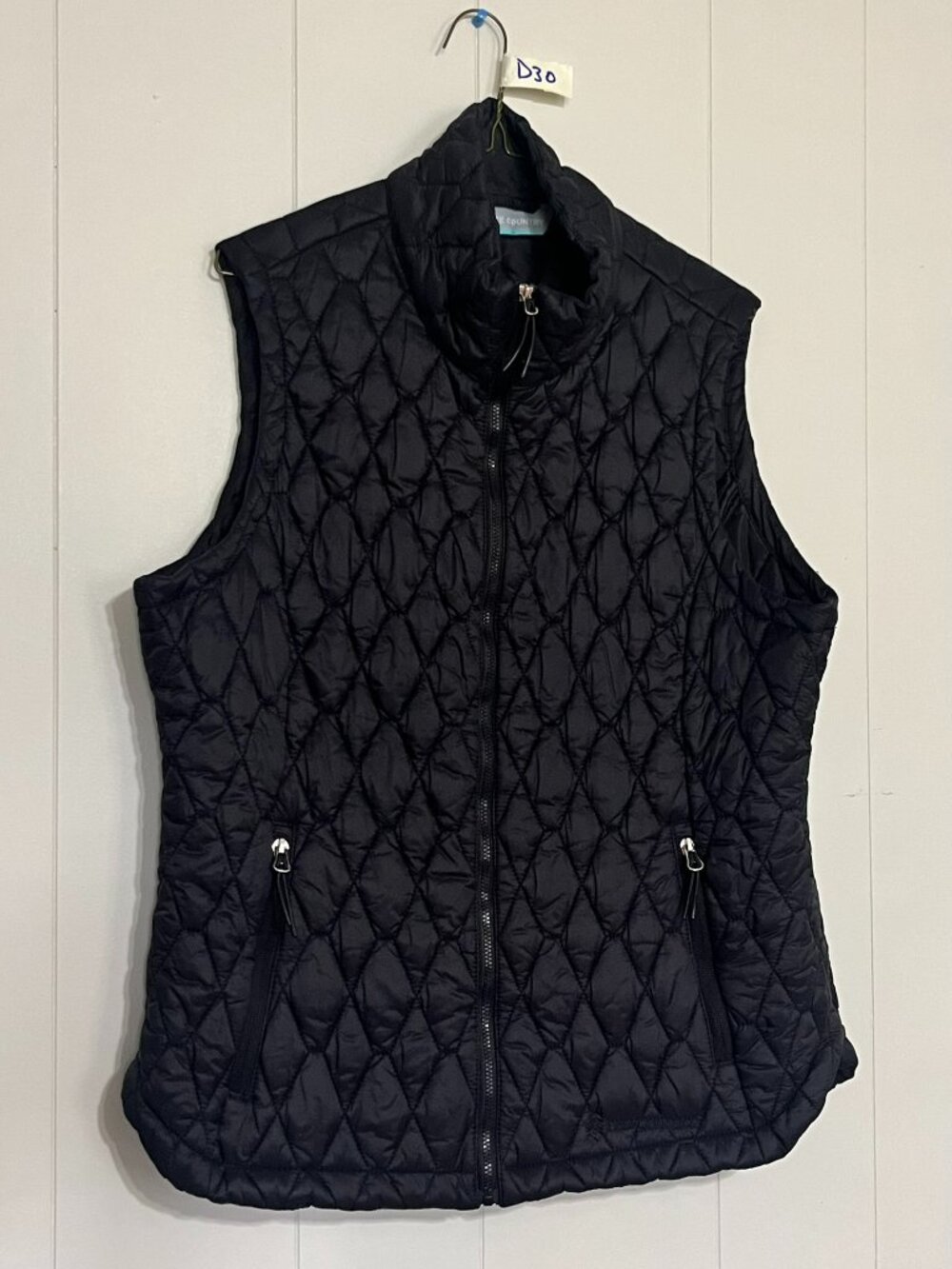 Free Country Black Diamond Quilted Zip Front Vest Size XL